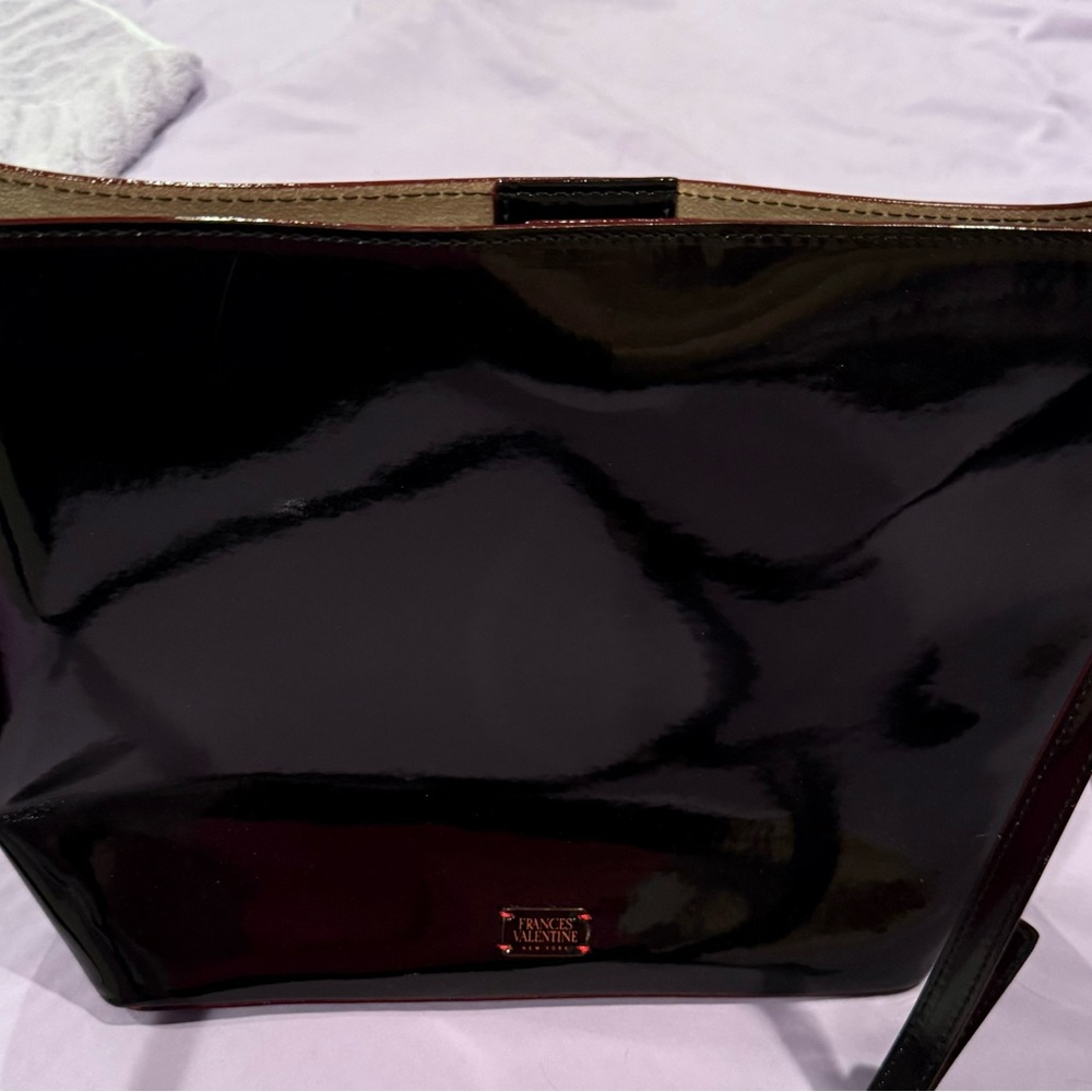 Frances Valentine black patent tote bag
